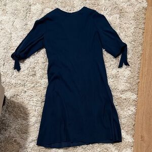 Theory Navy Blue Long Sleeve Tie-Sleeve Dress